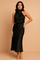 Women's Elegant Midi Dress with Draped Neckline Lightweight Fabric 3
