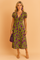 Women's Elegant Summer Maxi Dress Leaf Pattern Cotton Blend 0